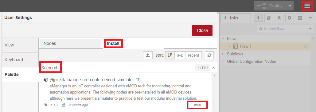 Node-RED Instalacion Simulador Online NodeRED eManager